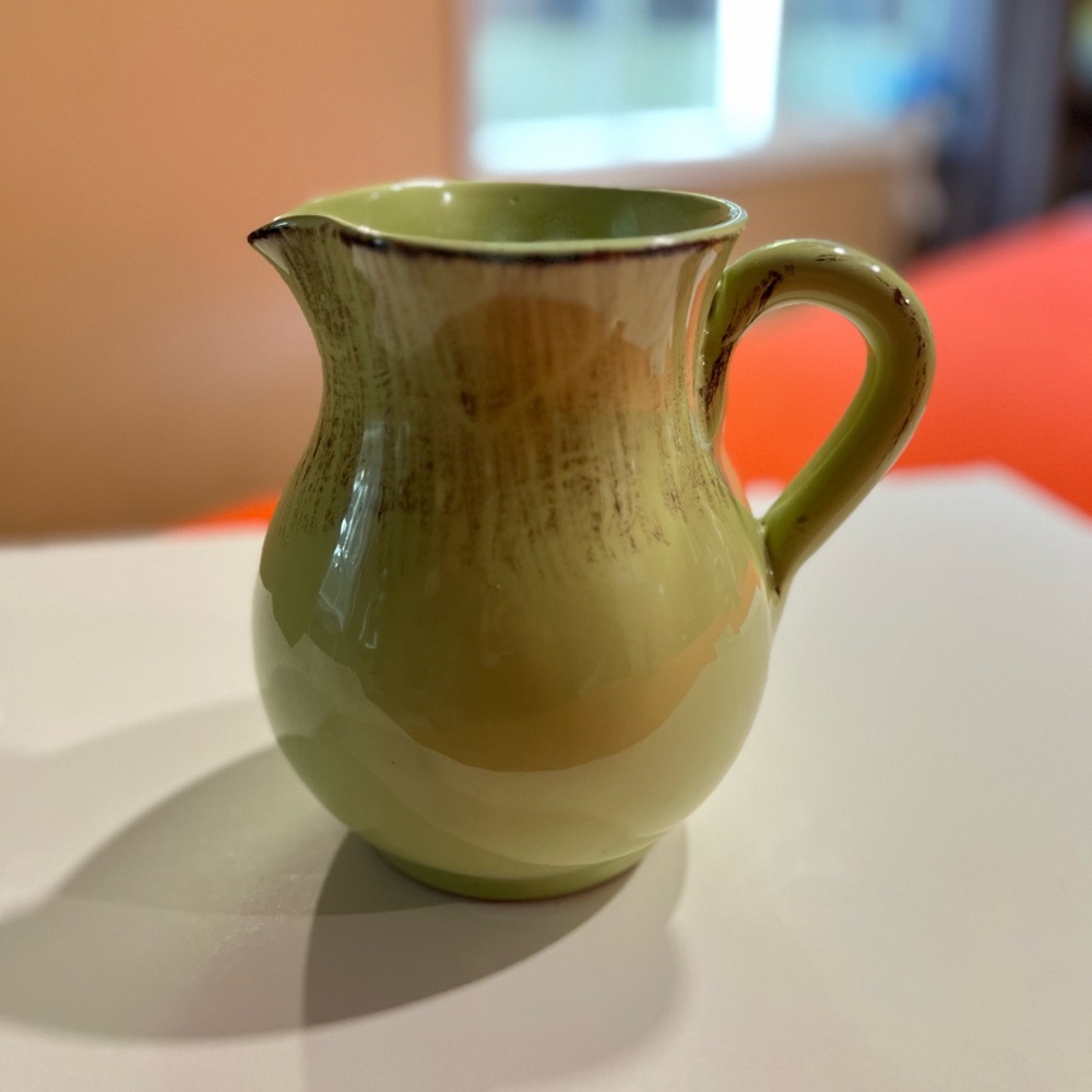 Green Pitcher Farmhouse Style, Dinner Table Pitcher, Vase, Rustic, Retro Pitcher